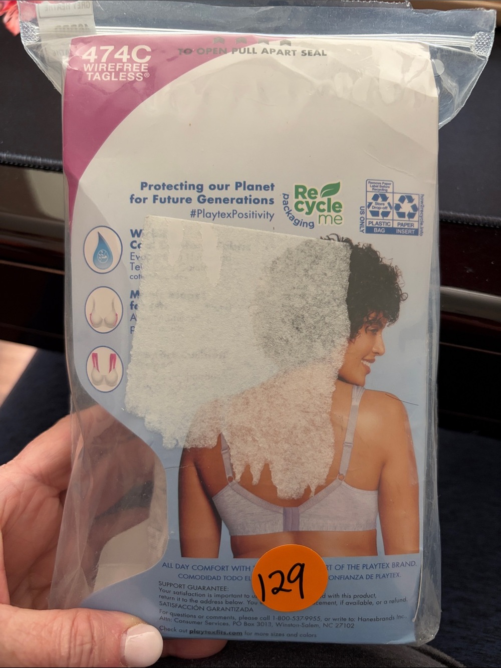 Playtex Cotton Stretch Bra - Light Gray - Picture 3 of 6